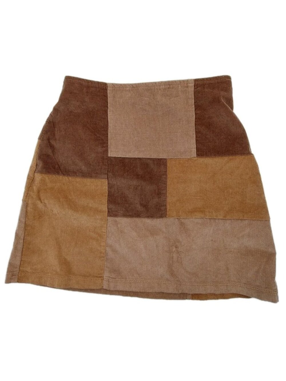 Hollister Womens Junior Size XS Mini Skirt Brown Patchwork Boho Y2k Corduroy NWT